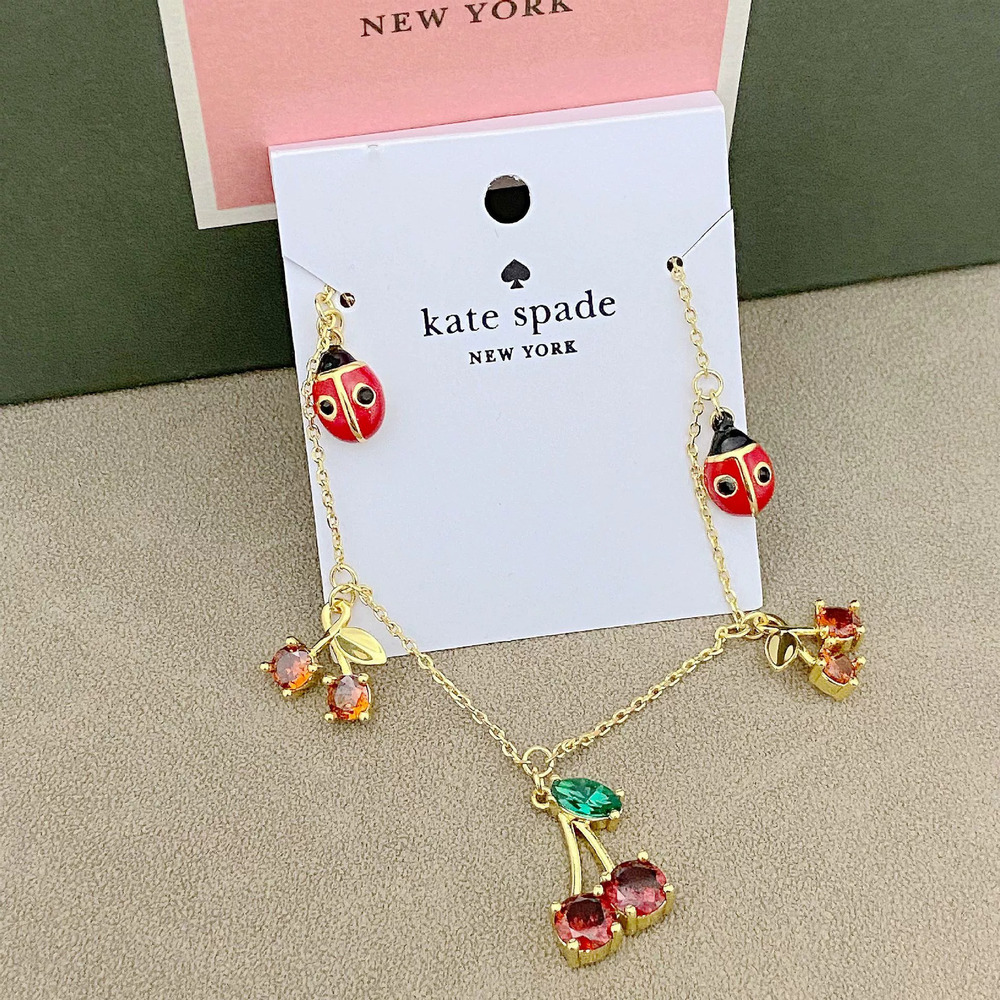 kate spade Trendy Enamel Zircon Ladybug Cherry Necklace
